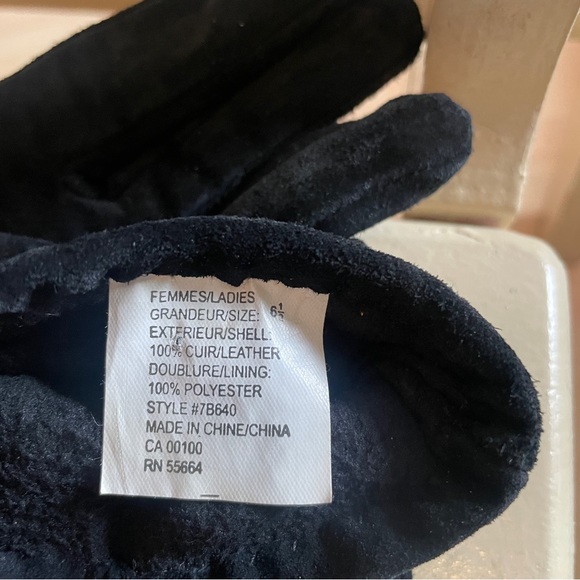 black suede leather gloves size 6.5 - Picture 3 of 5